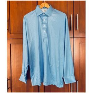 Collars and Co Polo Shirt Semi Spread Collar Light Blue Micro Gingham Size XL